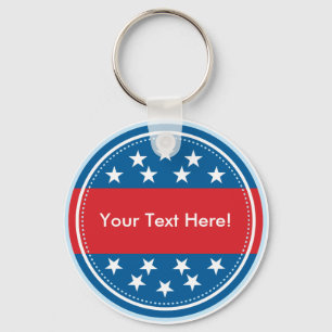 Customizable USA Flag Seal - Blue Keychain