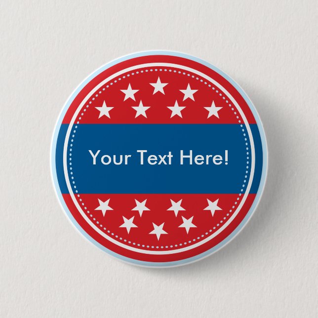 Customizable USA Flag Seal - Red 2 Inch Round Button (Front)