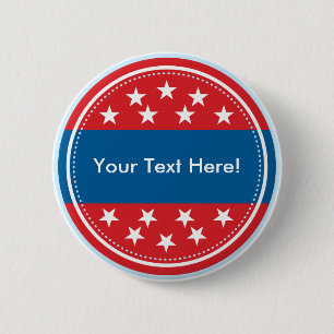 Customizable USA Flag Seal - Red 2 Inch Round Button