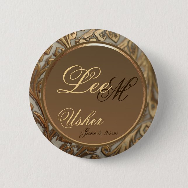 Customizable Usher Elegant Keepsake Button (Front)
