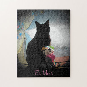 Customizable Valenpuzzle  Kitty and Plush Jigsaw Puzzle