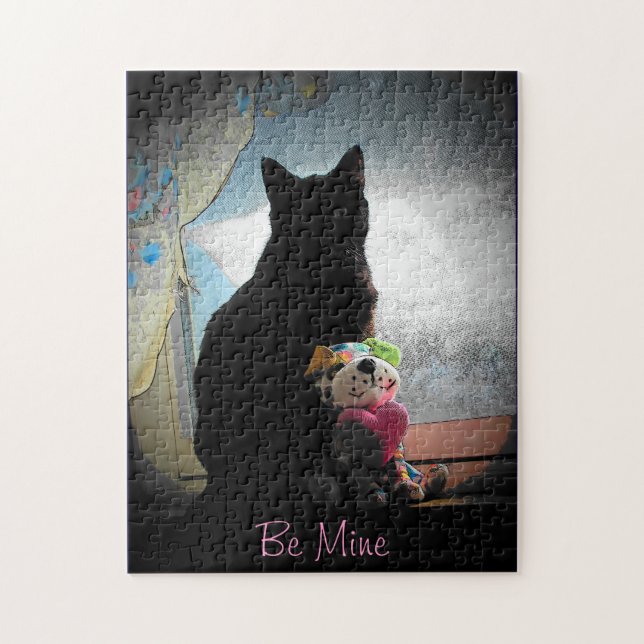 Customizable Valenpuzzle  Kitty and Plush Jigsaw Puzzle (Vertical)