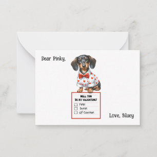Customizable Valentine Note Card with Dachshund