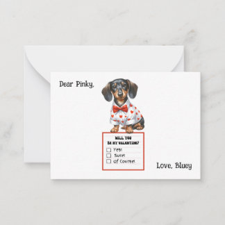 Customizable Valentine Note Card with Dachshund