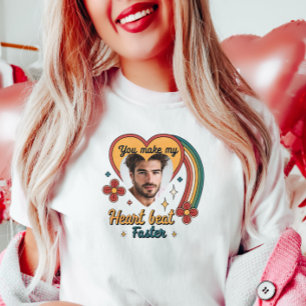 Customizable Valentine  Retro Heartbeat, Custom  T-Shirt