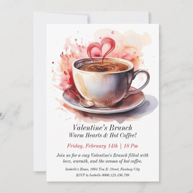 Customizable Valentine’s Brunch – Warm Hearts Invitation (Front)