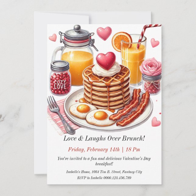 Customizable Valentine’s Day Breakfast Invitation (Front)