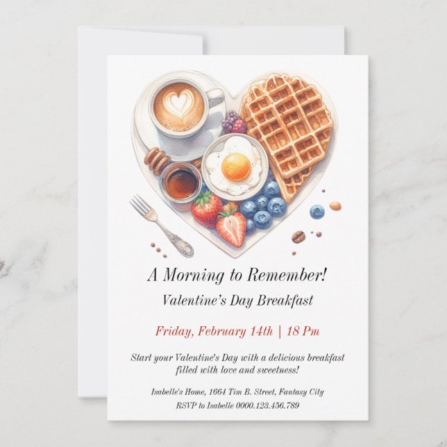 Customizable Valentine’s Day Breakfast Invitation (Front)