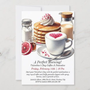 Customizable Valentine’s Day Coffee & Pancakes Invitation