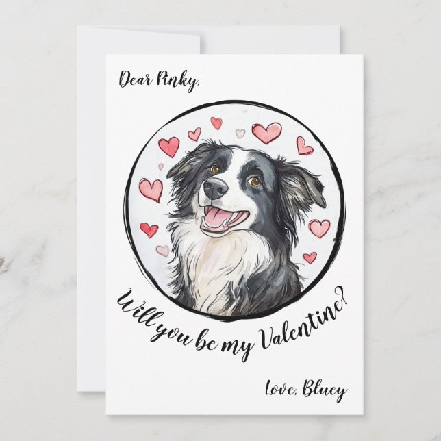 Customizable Valentine's Day card Border Collie (Front)