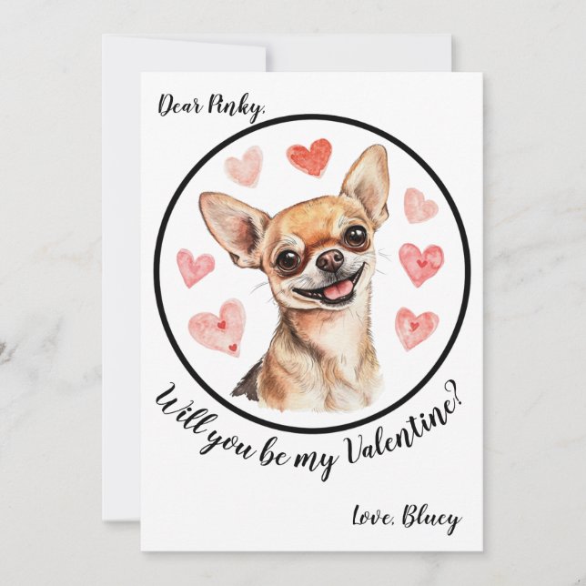 Customizable Valentine's Day card Chihuahua (Front)