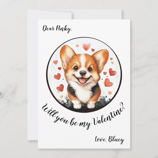 Customizable Valentine's Day card Corgi (Front)