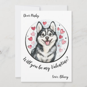Customizable Valentine's Day card Husky
