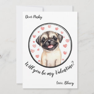 Customizable Valentine's Day card Pug