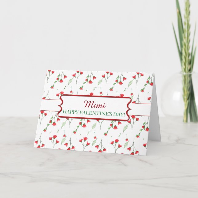 Customizable Valentine's Day, Grandmother Name Mim Holiday Card (Front)