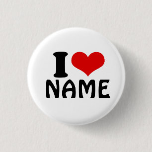 Customizable Valentines Day I love Heart Custom 1 Inch Round Button