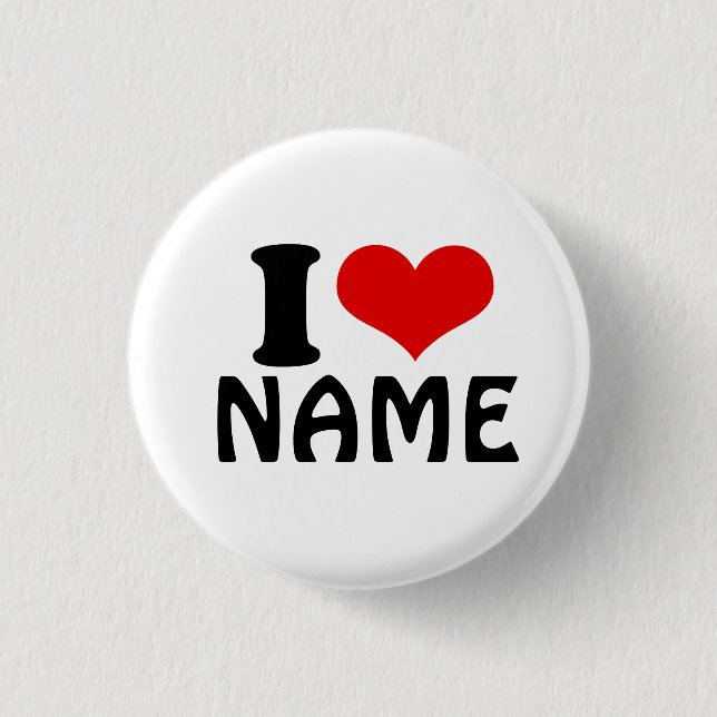 Customizable Valentines Day I love Heart Custom 1 Inch Round Button (Front)