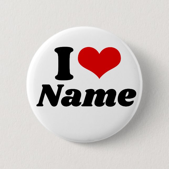 Customizable Valentines Day I love Heart Custom 2 Inch Round Button (Front)