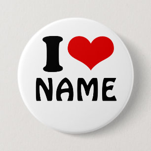 Customizable Valentines Day I love Heart Custom 3 Inch Round Button