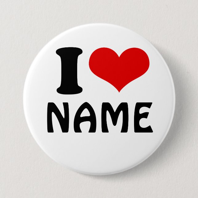 Customizable Valentines Day I love Heart Custom 3 Inch Round Button (Front)