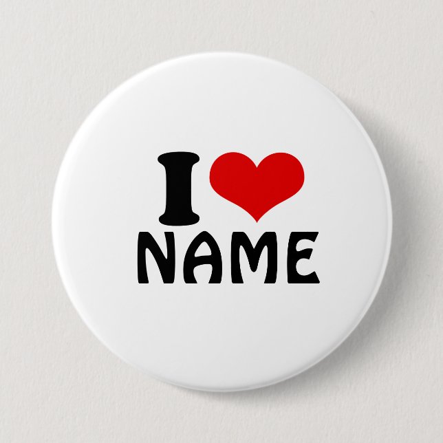 Customizable Valentines Day I love Heart Custom 3 Inch Round Button (Front)