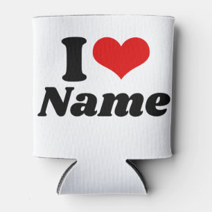 Customizable Valentines Day I love Heart Custom Can Cooler