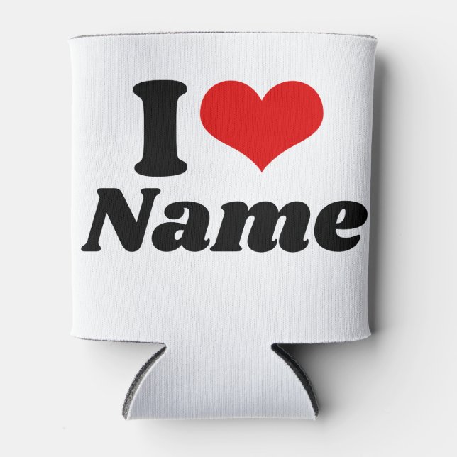 Customizable Valentines Day I love Heart Custom Can Cooler (Front)