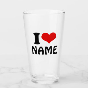 Customizable Valentines Day I love Heart Custom Glass