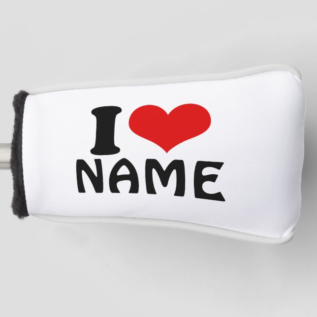 Customizable Valentines Day I love Heart Custom Golf Head Cover (Front)