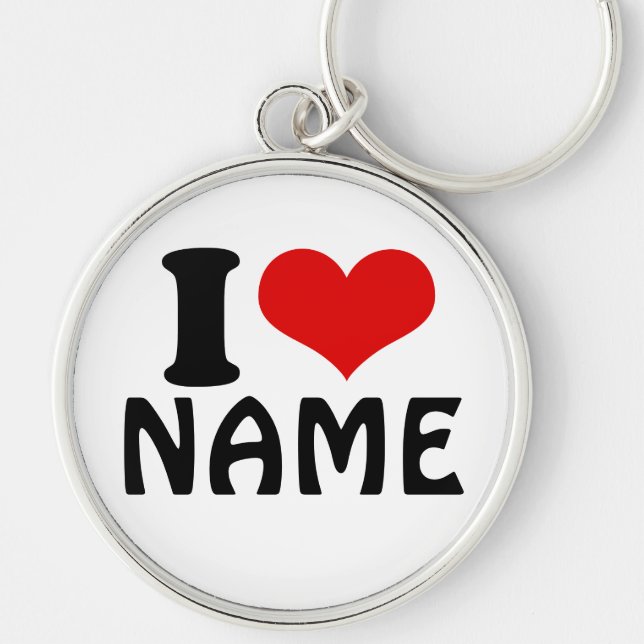 Customizable Valentines Day I love Heart Custom Keychain (Front)