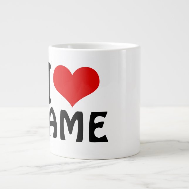 Customizable Valentines Day I love Heart Custom Large Coffee Mug (Front)