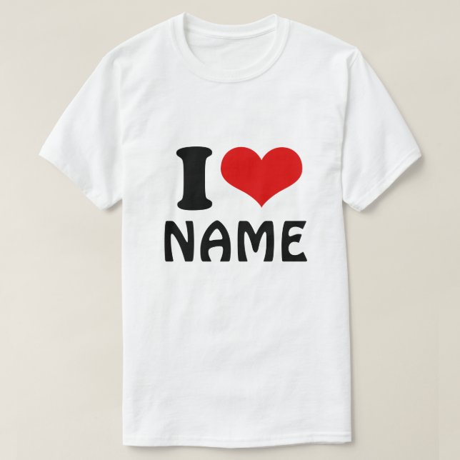 Customizable Valentines Day I love Heart Custom T-Shirt (Design Front)