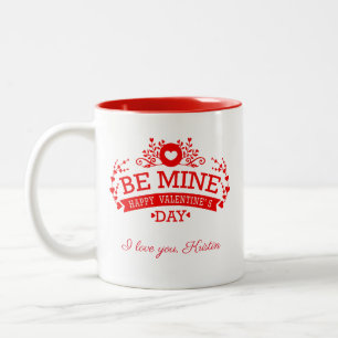 Customizable Valentine's Day I Love You Two-Tone Coffee Mug