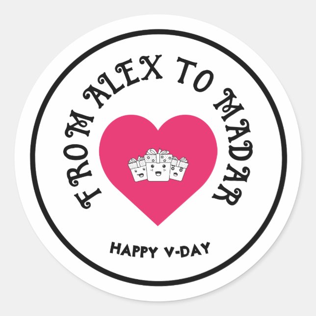 Customizable Valentine's Day Stickers - Happy Vale (Front)