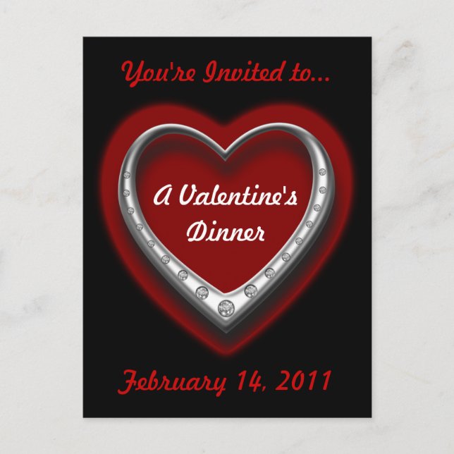 Customizable Valentines Dinner Postcard Invite (Front)