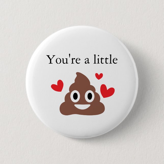 Customizable Valentines Poo Emoji 2 Inch Round Button (Front)