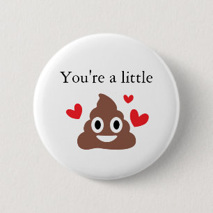 Customizable Valentines Poo Emoji 2 Inch Round Button