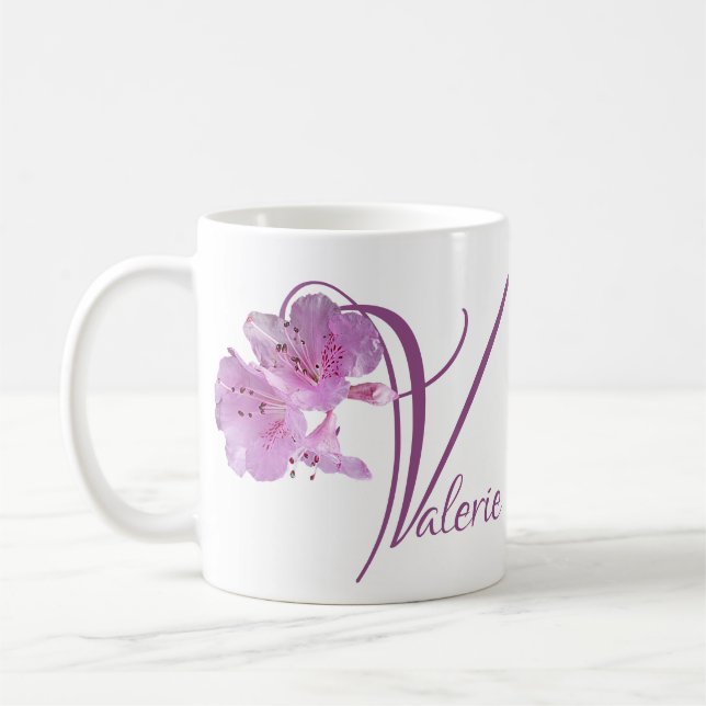 Customizable Valerie name pink floral boho fun Coffee Mug (Left)