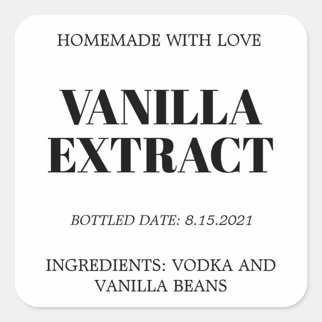 Customizable Vanilla Extract Label AF_01sq (Front)