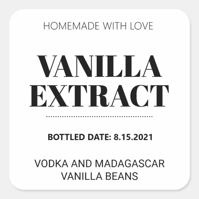 Customizable Vanilla Extract Label AF_02sq (Front)