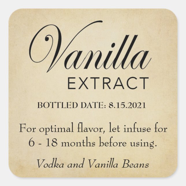 Customizable Vanilla Extract Label VE007_03sqcus (Front)