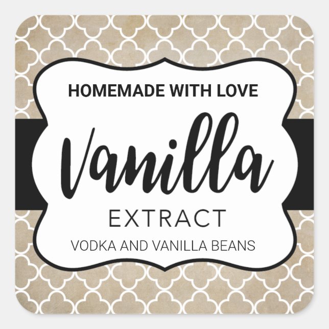 Customizable Vanilla Extract Label VE031_04sq (Front)