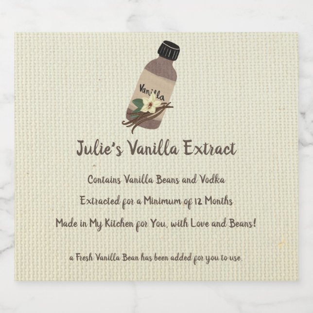 Customizable Vanilla Extract Maker Labels (Single Label)