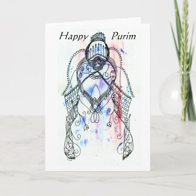 Customizable Vashti Fine Art Feminist Purim Card (Front)