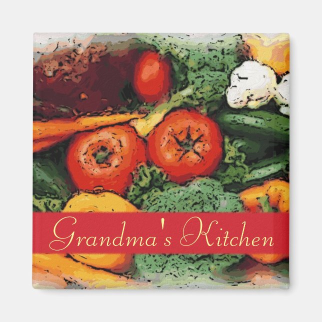 Customizable vegetable art kitchen magnet (Front)