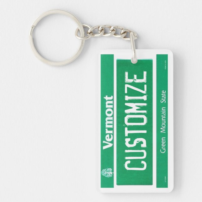 Customizable Vermont license plate keychain (Front)