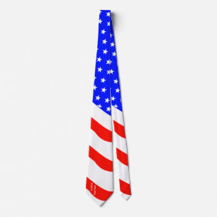 Customizable Vertical Text Stars and Stripes Tie