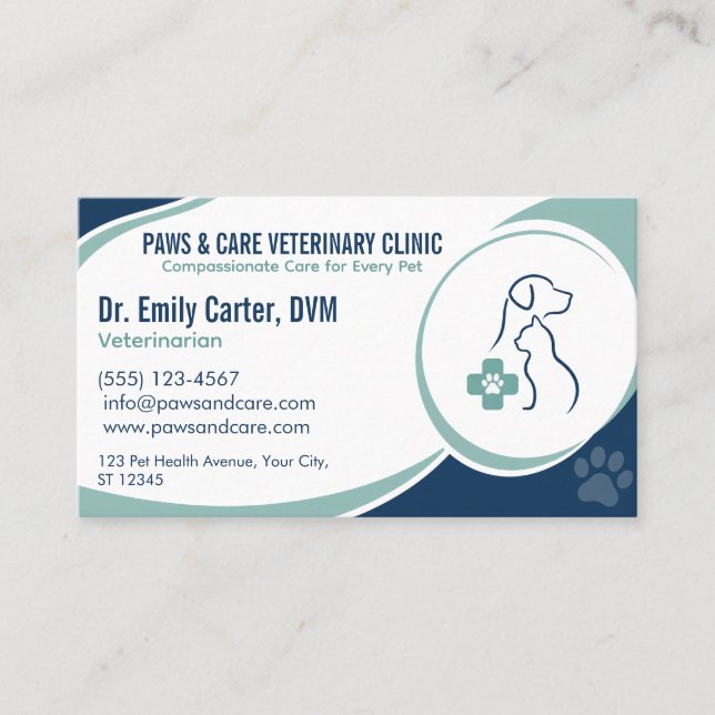 Customizable Veterinarian Business Card  (Front)
