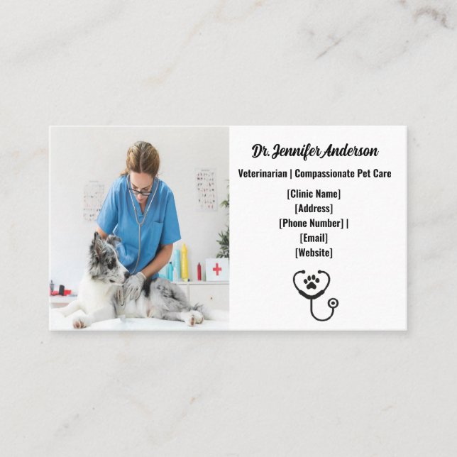 Customizable Veterinarian Business Card (Front)