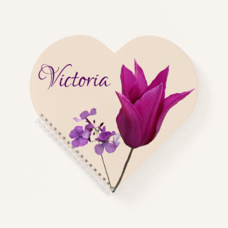Customizable Victoria name pretty pink tulip girly Notebook